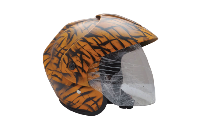 Half Face | Orange Sticker | Unisex Helmet
